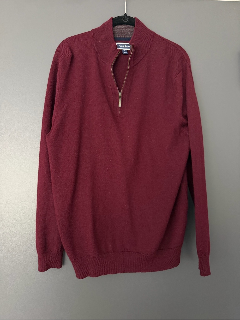 Club Room Men's Maroon Quarter-Zip Sweater
